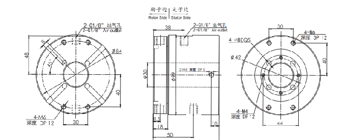 Zeichnung Schleifring mit 3302006 Reihe 3302006 Durchgangs-Höhlen-Wellen-Drehdurchführungen Reihen-zwei