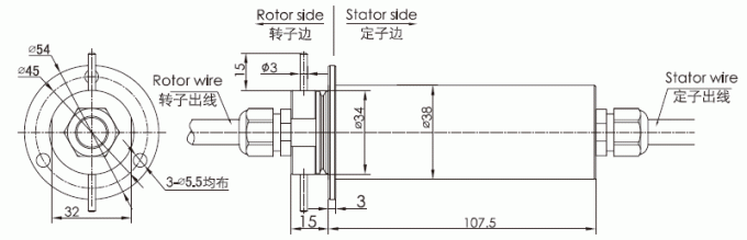 f038 Reihe F038 Reihe Dustproof&Waterproof-Schleifringe führen Elektrogerätschleifring Zeichnung
