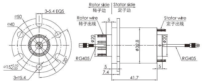hf0103-32 Reihe HF0103-32 rotierende gemeinsame Zeichnung Schleifring der Reihen-Höhen-Frequenz/Mikrowelle