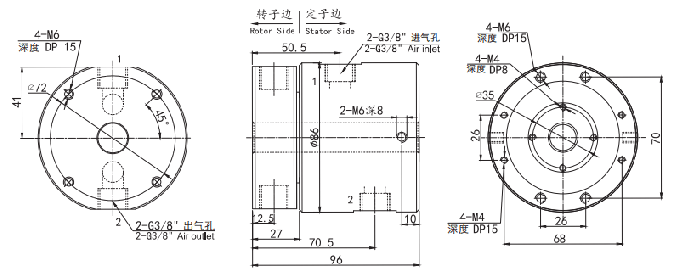 3002012 Reihe 3002012 Durchgangs-pneumatische u. elektrische Drehdurchführungsschleifring Zeichnung Reihen-G3/8 2